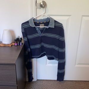 FURST OF A KIND distressed collared crop top